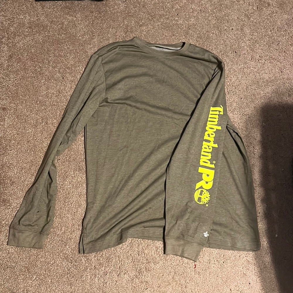 Grayish-green long sleeve timberland shirt.